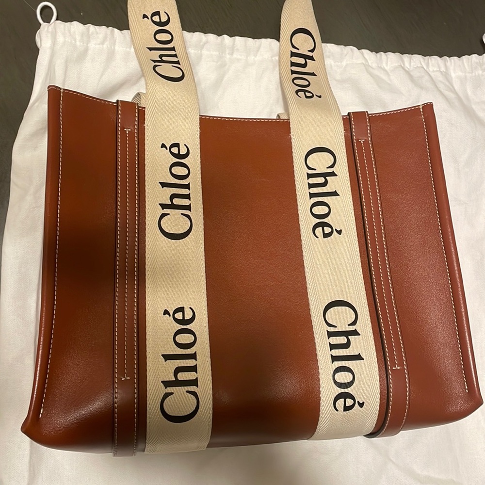 Chloe woody small leather tote